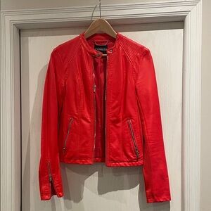Express Women's Bold Red Leather Jacket